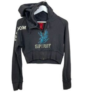 Vintage Y2K American Exchange Freedom Spirit Juniors XL Hoodie Cropped Full Zip